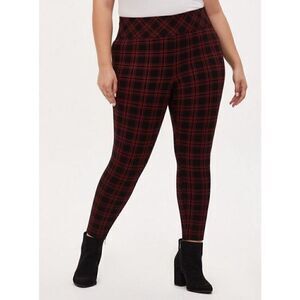 Torrid Pixie Skinny plaid size 4 Luxe Ponte High-Rise Pant red black